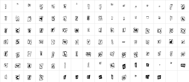 Persuasive Regular  glyph index