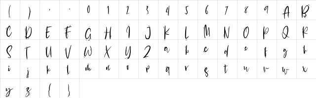 Creamy Love Regular  glyph index