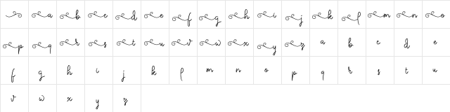 ketika Regular  glyph index