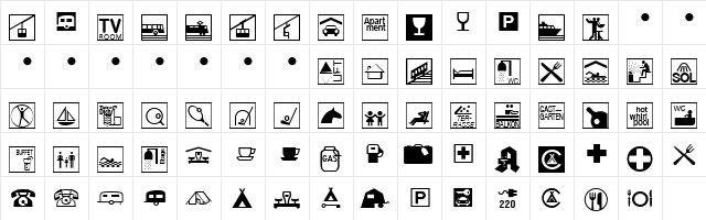 Linotype Holiday Pi Regular  glyph index