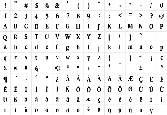 TFHabitatCond Bold  glyph index