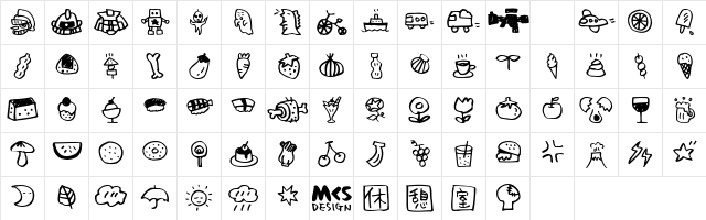 HolidayBi Regular  glyph index