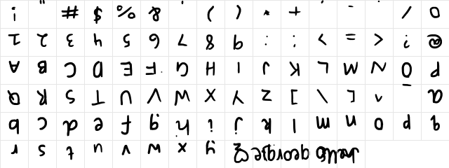 upside down surprise by georgia Regular  glyph index