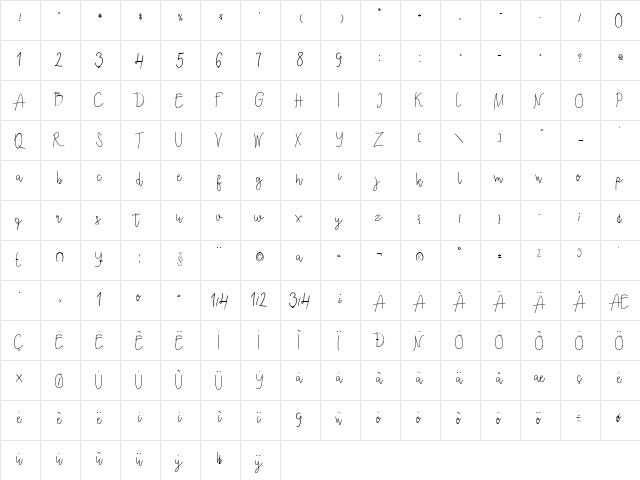 Ecuador Regular  glyph index
