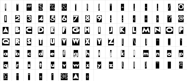 Airbrush Regular  glyph index