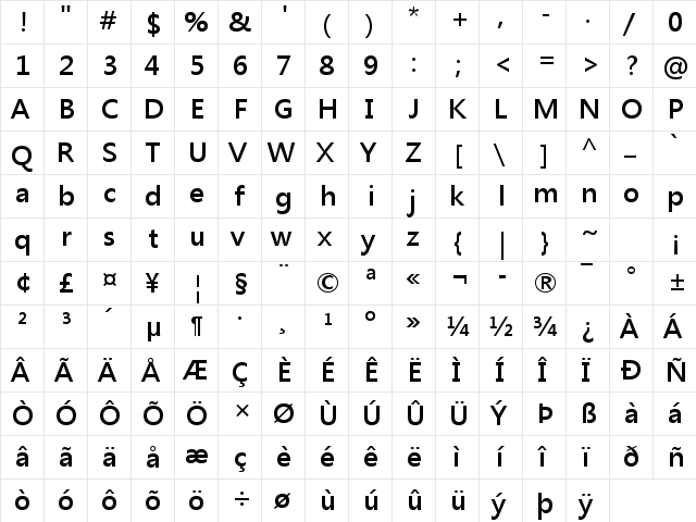 Microsoft JhengHei Bold  glyph index