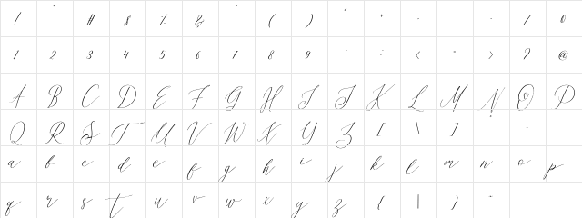 Oh Samantha Regular  glyph index