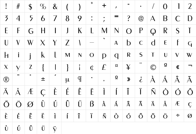 GreyhoundRegular Regular  glyph index