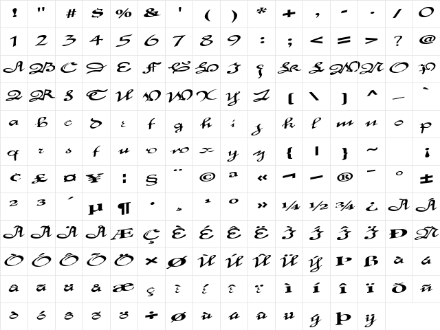 CapSizeBold Bold  glyph index