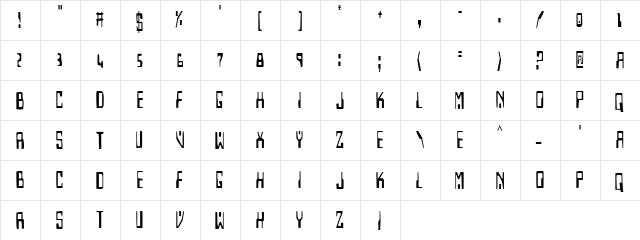 Homemade Robot Condensed Condensed  glyph index