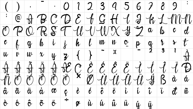 Yhulliantti Personal Use Only Regular  glyph index