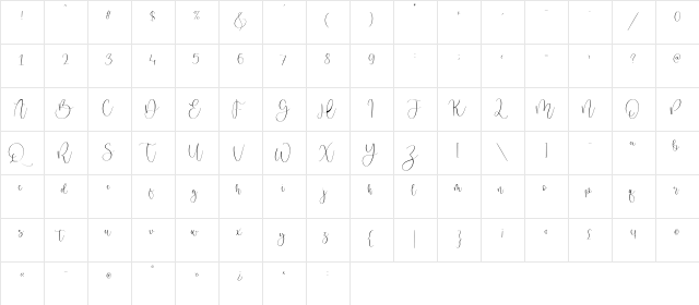 Badger Delight Regular  glyph index