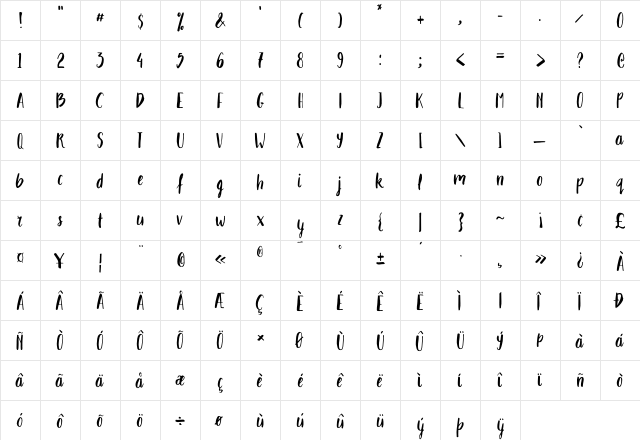 Takhie-Free Regular  glyph index