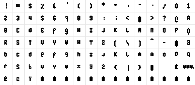 honey Bold  glyph index