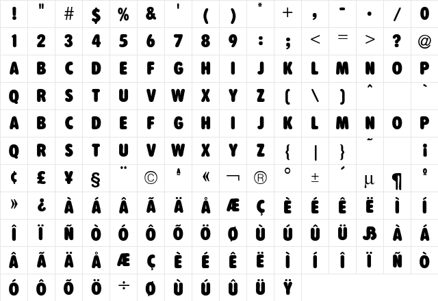 KutakSSK Bold  glyph index