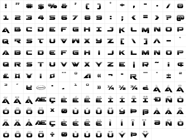 Gemina Halftone Regular  glyph index