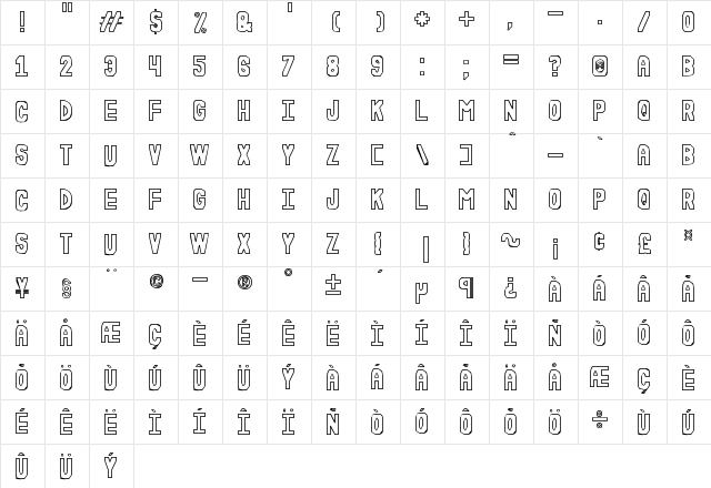 Rudasteria St Regular  glyph index