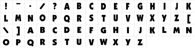 Zhukov Zippo Regular  glyph index