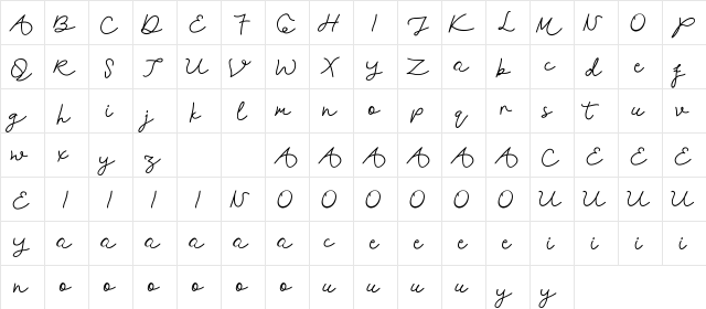 Breezy Bolton DEMO Regular  glyph index