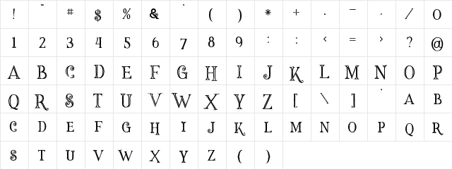 Hallowen inline Regular  glyph index