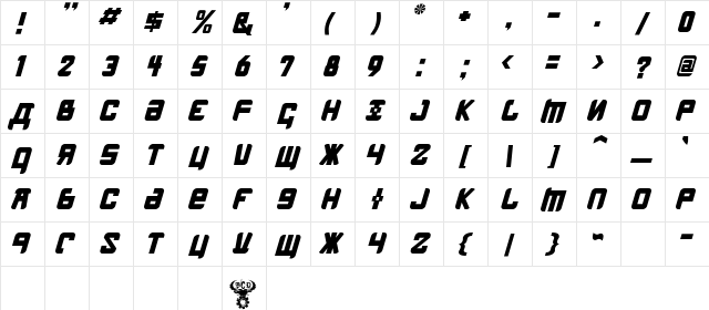 Kremlin Menshevik Bold Italic Bold Italic  glyph index