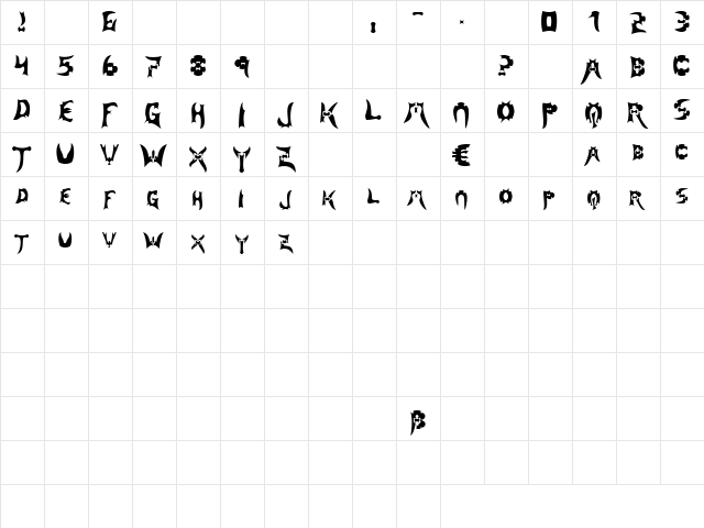 Magehunter Regular  glyph index