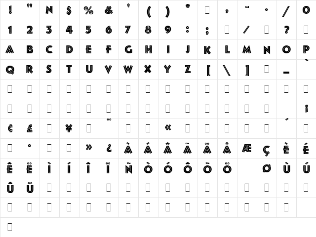 Follies LET Plain  glyph index