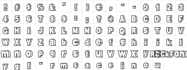 RockFont Regular  glyph index
