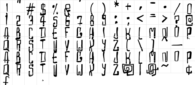 Madhouse Regular  glyph index
