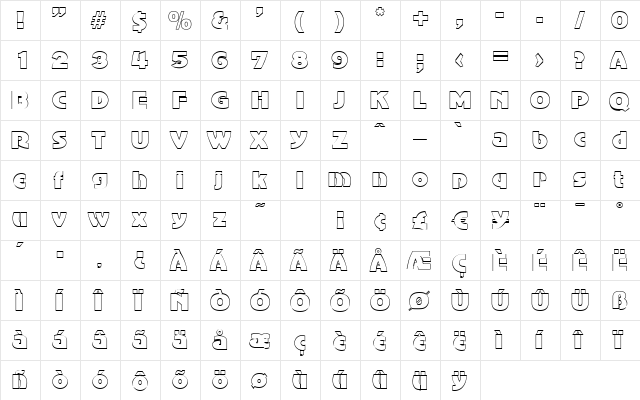 JessyBeckerOutline Regular  glyph index
