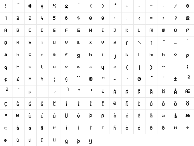 webpixel bitmap Medium  glyph index