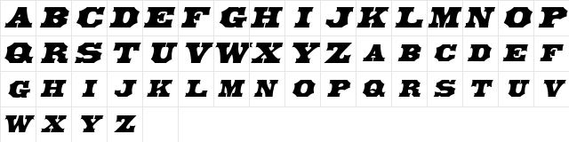 LibertySpikeExtended Oblique  glyph index