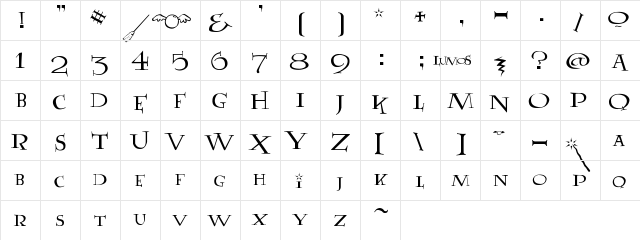 New Regular  glyph index