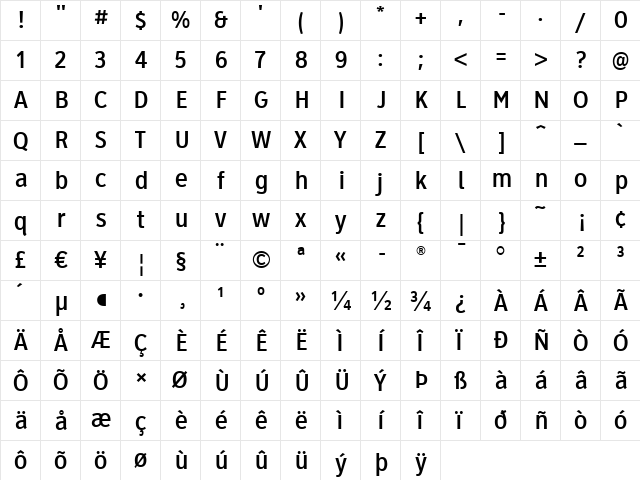 ClearviewHwy-3-W Regular  glyph index