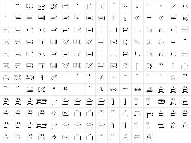 Gypsy Killer 3D Regular  glyph index
