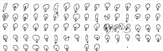 Balloon Friends Regular  glyph index