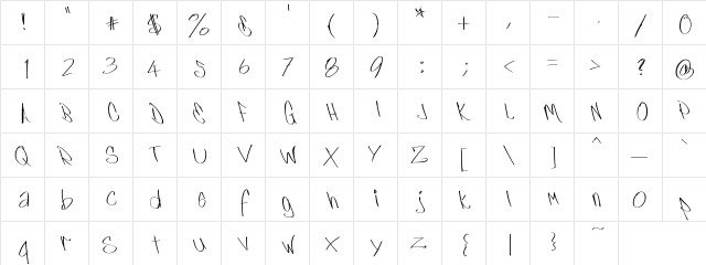 UrbanWriter Medium  glyph index