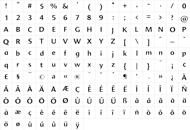 AdvertRough Two  glyph index