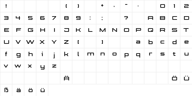 Karrera Regular  glyph index