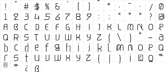 TT Medium  glyph index