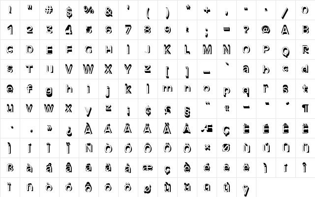 Antique Olive T Sh1 Regular  glyph index