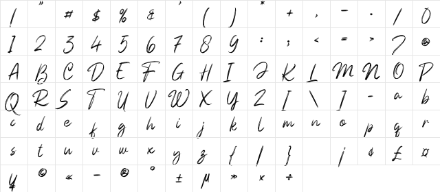 Genesiss_DEMO Regular  glyph index