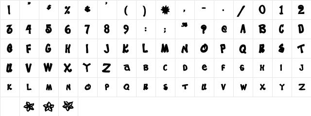 LHF No Fishin Regular  glyph index