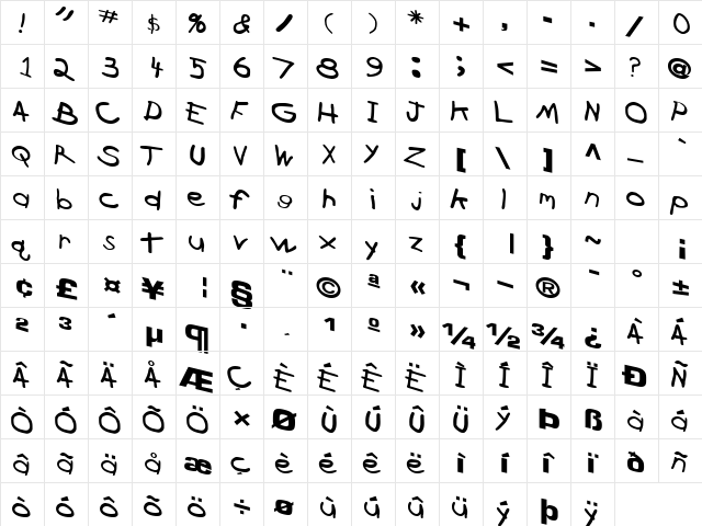 Cross Regular  glyph index