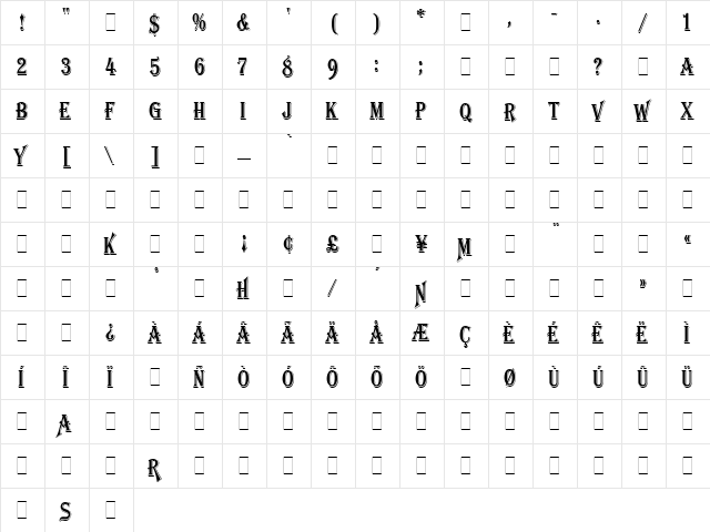 Algerian Condensed LET Regular  glyph index