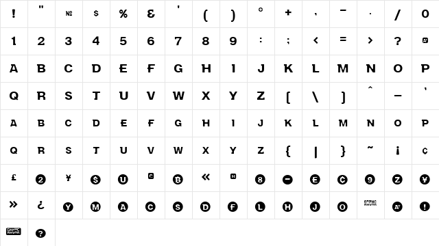 Behaviour Regular  glyph index