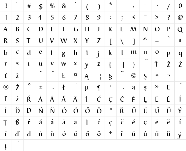 BarbedorTEEMed Regular  glyph index