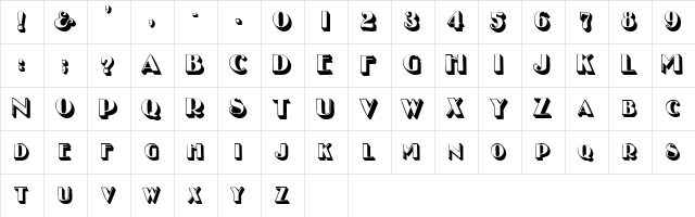 DuxburyShadowSCapsSSK Regular  glyph index