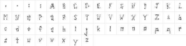 WoodWud Regular  glyph index