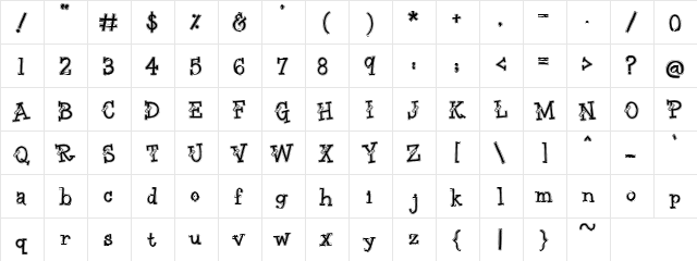PC Bandages Regular  glyph index